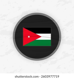Jordanian Flag in a Circular Emblem Design, Abstract Round Sticker Illustration. This high-quality vector graphic is perfect for use in patriotic designs, international events, sport competitions.