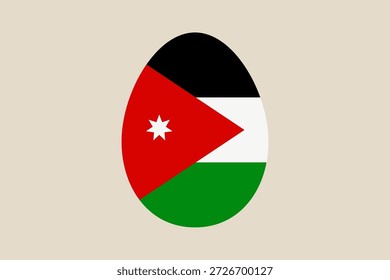 Bandeira jordaniana pintada em um ovo de Páscoa, uma simples ilustração vetorial para o orgulho nacional e a celebração de feriados.