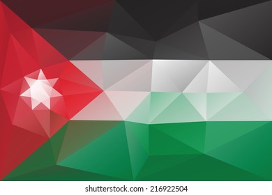 Jordanian flag - triangular polygonal vector pattern