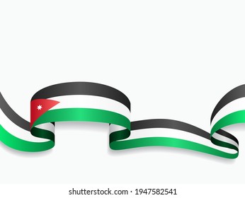 Jordanian flag wavy abstract background. Vector illustration.