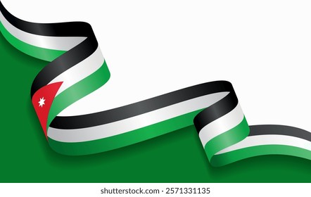 Jordanian flag wavy abstract background. Vector illustration.