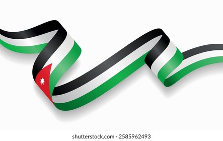 Jordanian flag wavy abstract background. Vector illustration.