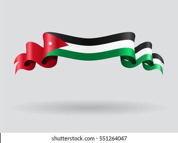 Jordanian flag wavy abstract background. Vector illustration.