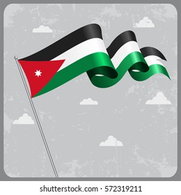 Jordanian flag wavy abstract background. Vector illustration.