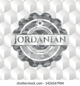 Jordanian grey badge with geometric cube white background