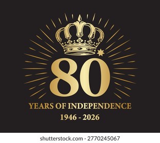 Jordanian independence eighty years golden crown emblem