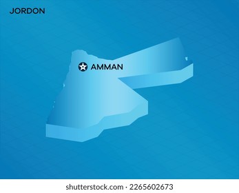 Jordon 3D Isometrische Karte mit Capital Mark Amman Vektorgrafik Design