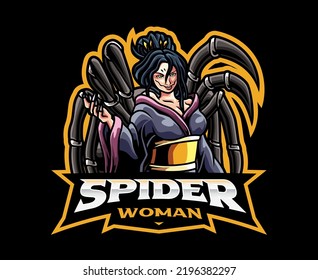 Jorogumo mascot logo design. Spider woman vector illustration. Logo illustration for mascot or symbol and identity, emblem sports or e-sports gaming team