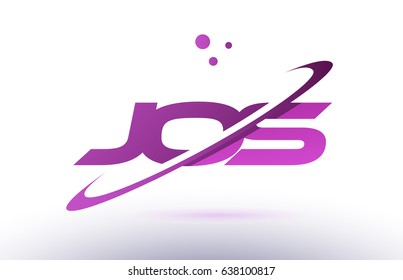 jos j o s  alphabet letter logo combination purple pink creative text dots company vector icon design template