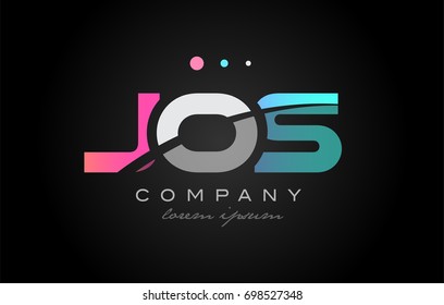 JOS j o s three 3 letter logo combination alphabet vector creative company icon design template modern  pink blue white grey