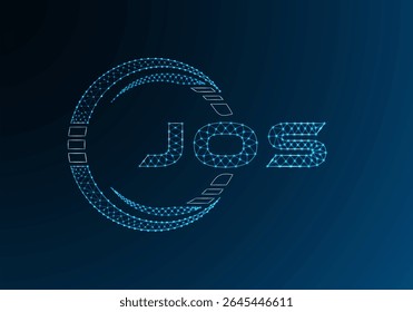 JOS baixo poli letra logotipo vetor design. JOS design de logotipo poli inferior. Logotipo poli baixo.