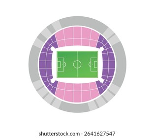 Jose Alvalade Stadium (Lisbon) scheme. Football stadium map. Vector education art illustration