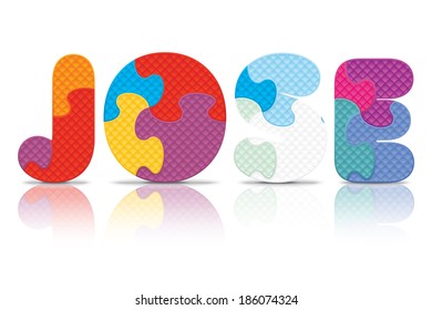 JOSE written with alphabet puzzle - vector illustration