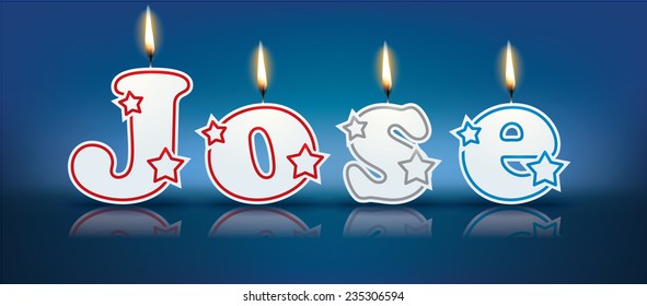 JOSE written with burning candles - vector illustration