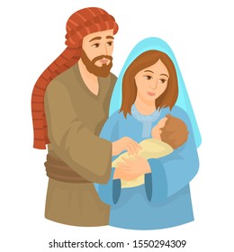 Josef and Mary with the young Jesus Christ in her arms