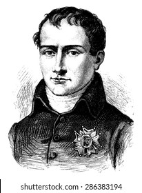 José Bonaparte, ilustración vintage. Historia de Francia 1885.