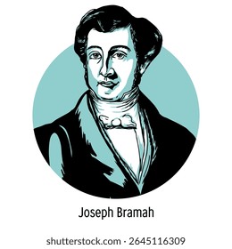 Joseph Bramah was an English inventor, best known for inventing the hydraulic press. One of the founders of hydraulic engineering. Hand drawn vector illustration