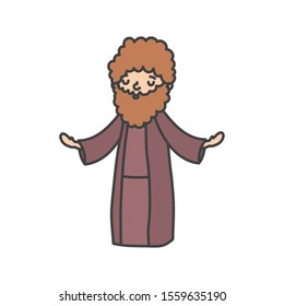 joseph character manger nativity, merry christmas vector illustration