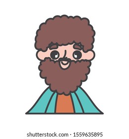 joseph character manger nativity, merry christmas vector illustration