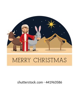 Joseph icon. Merry Christmas design. Vector graphic