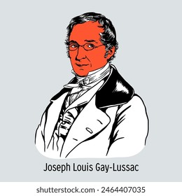 Joseph Louis Gay-Lussac was a French chemist and physicist, member of the French Academy of Sciences. Hand-drawn vector illustration