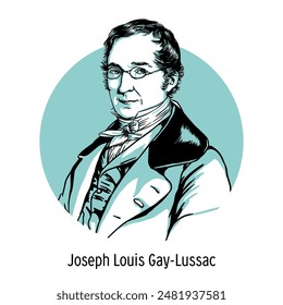 Joseph Louis Gay-Lussac was a French chemist and physicist, member of the French Academy of Sciences. Hand drawn vector illustration