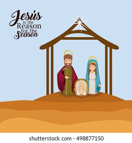 Joseph mary and baby jesus cartoon design