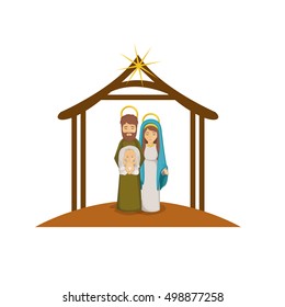 Joseph mary and baby jesus cartoon design