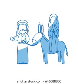 joseph and mary with donkey on the way to bethlehem