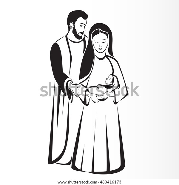 Joseph Mary Holding Jesus Nativity Vector Stock Vector (Royalty Free ...