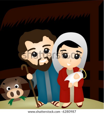 Joseph Mary Jesus Stable Vector Stock Vector (Royalty Free) 6280987 ...