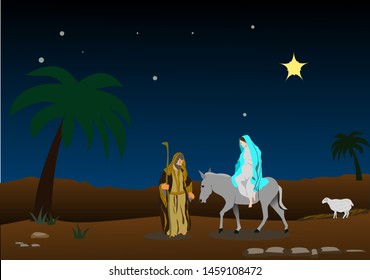 Joseph and Mary in search of a bed for the next nativity of Jesus