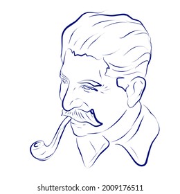 Joseph Stalin smoking Vector art 