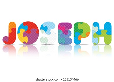 JOSEPH written with alphabet puzzle - vector illustration