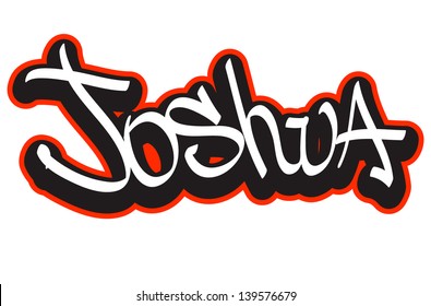 Joshua graffiti font style name. Hip-hop design template for t-shirt, sticker or badge