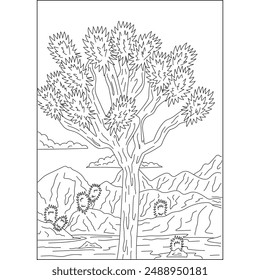 Joshua landscape nature coloring book page for kids or grown adults coloring book mindful relaxation activity