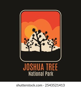 Joshua National Park with Vintage Sunset and Clouds Design Perfect for print, apparel, sticker