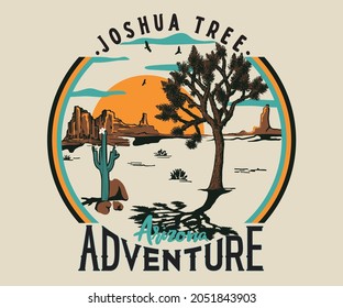 joshua tree arizona desert adventure vector artwork 