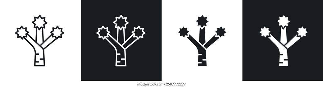 Joshua tree icon set black and white colors. Graphic Vector icons pack