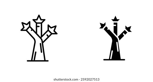 Joshua tree icons. stroke line and black solid icons