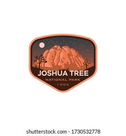 Joshua Tree National Park California Night Logo Badge Emblem  Sticker Illustration Vector Design