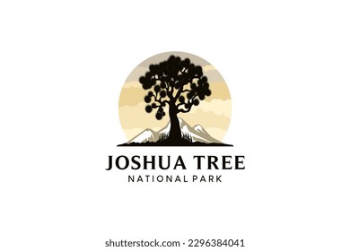 Joshua tree national park logo design template with beautiful nature concept