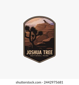 Joshua Tree National Park logo badge emblem vector illustration design, canyon and coyote in desert design