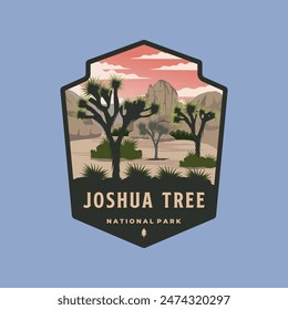 Joshua Tree National Park Logo Vektorgrafik Patch Illustration Design, Joshua Tree California Emblem Design