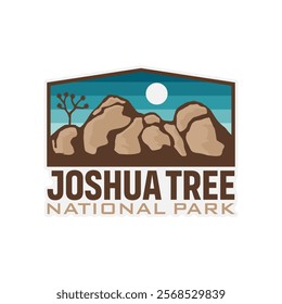 Joshua Tree National Park Patch Vintage Desert Vibes Logo design, vector illustration