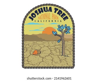 joshua tree national park, western desert adventure vector typography design