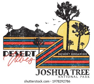 Joshua Tree retro line graphic t  shirt design  Desert graphic t  shirt  design