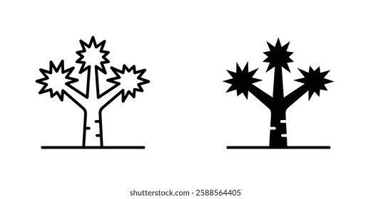 Joshua tree vectors icons set in filled and strokes on white background
