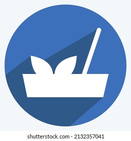 Joss Sticks Icon in trendy long shadow style isolated on soft blue background