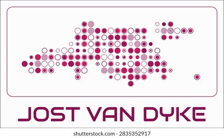 Jost Van Dyke digital style map. Large circle dots on white background. Dotted shape of the island. Jost Van Dyke map and title. Stylish vector illustration.